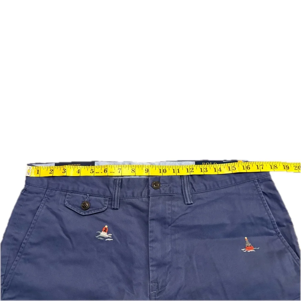 Polo Ralph Lauren Mens Navy Nautical Embroidered Stretch Straight Pant 34x32 NWT